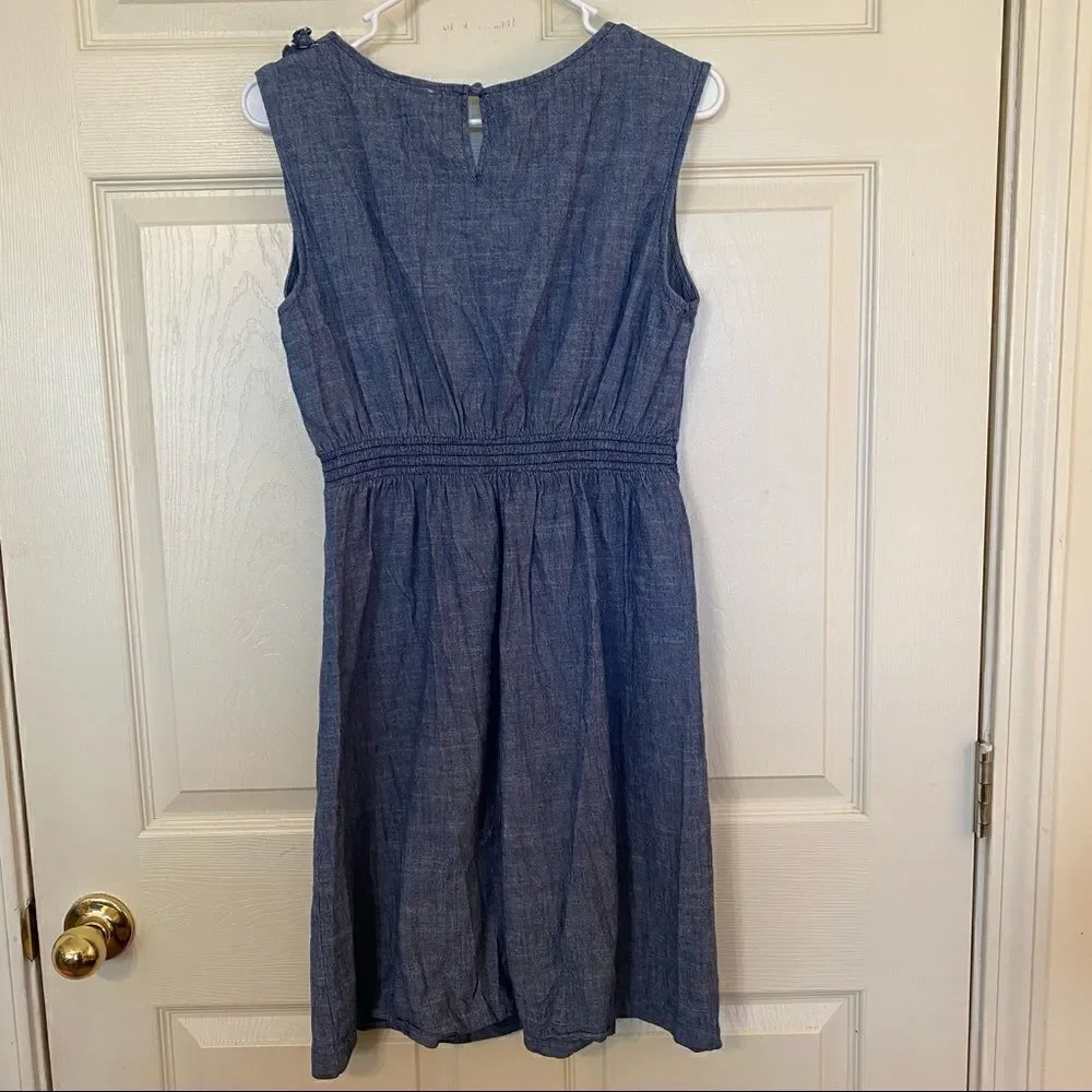 Merona Womens A Line Dress Blue Chambray Keyhole Back Scoop Neck Sleeveless - Picture 6 of 6